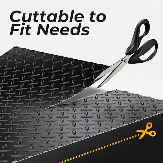 7.8 x 20 FT Garage Floor Mat, 2.8mm Thickness Diamond Plate Vinyl Garage Flooring Roll for Under Car, Large Size 156 SQFT for Large SUVs, MPV, Pickup Truck, Black