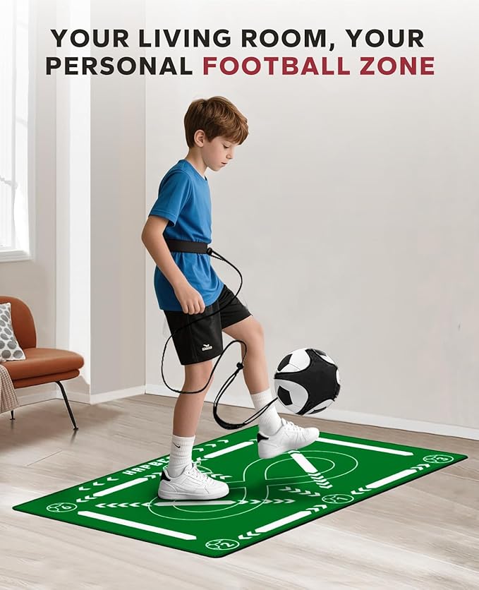 HAPBEAR Soccer Training Equipment- Thickened 0.2 inch, Soccer Training Mat for Footwork and Ball Mastery, Anti-Slip and No-Curl, Idea for All Ages to Improve Speed Strength Agility and Coordination