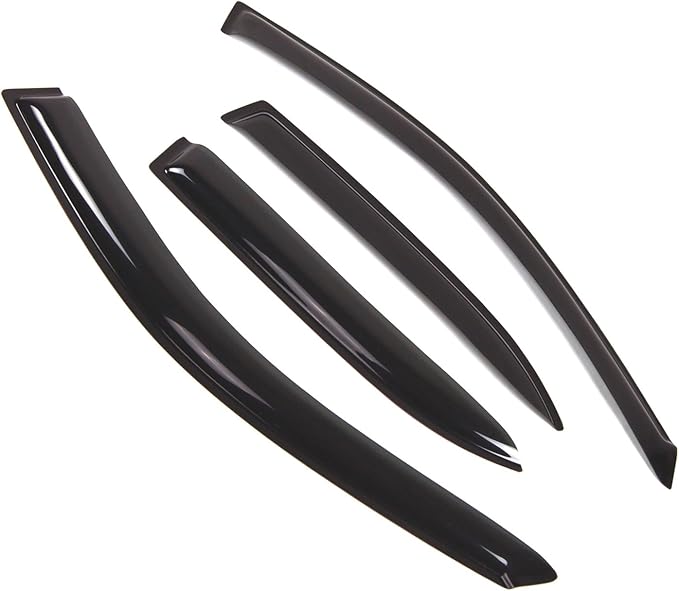 Tuningpros WD2-424 Dark Smoke 4 Pcs Set Window Visor (Outside Mount) Deflector Rain Guard Compatible with 1993-1997 Toyota Corolla Sedan