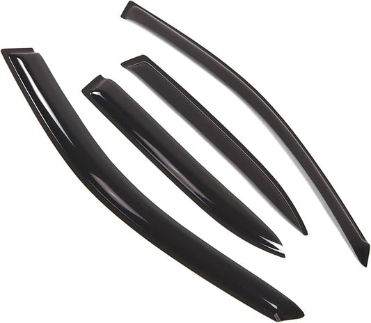 Tuningpros WD2-424 Dark Smoke 4 Pcs Set Window Visor (Outside Mount) Deflector Rain Guard Compatible with 1993-1997 Toyota Corolla Sedan