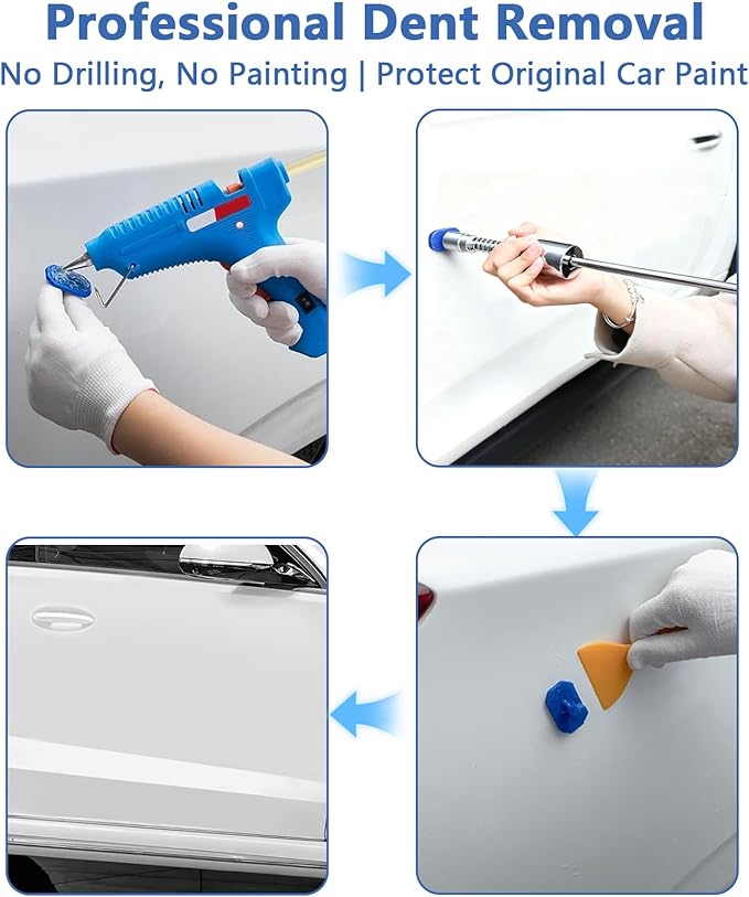 139-Piece Dent Puller Kit– Car Dent Puller Tool Set with Suction Cups & Glue Puller for Auto Body Hail Damage, Crease & Ding Removal