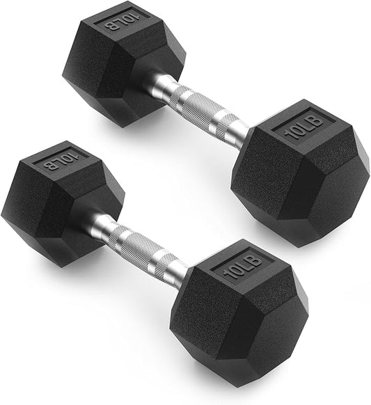 PAPABABE HEX Dumbbell Set 2.5-125lb, Rubber Encased Home Gym Dumbbells, Exercise & Fitness Weights Dumbbells for Women & Men, Hand Weight for Strength Training