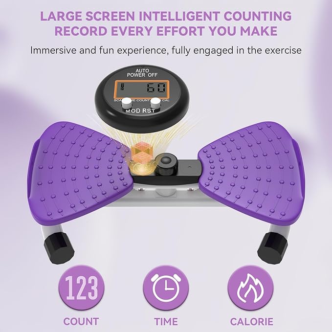 Waist Twister Machine, Adjustable Exercise Twist Board for Women Men, Noiseless Ab Twister for Home Gym Equipment, 330 lbs Capacity | Track Time, Reps, Calories with Digital Display