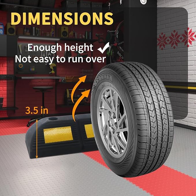 Parking Stopper for Garage Parking Aid 2 Pack Block, Car Truck Curb Floor Parking Lot Wheel Tire Stops Bumpers with Bolt Installation, Rubber Vehicles Aid Gadgets