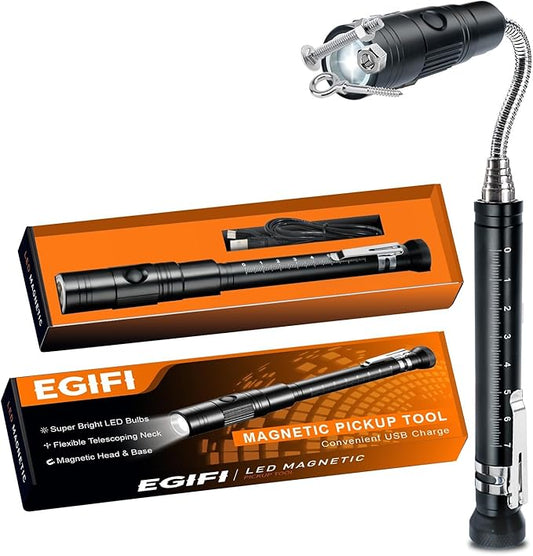 Gifts for Him, Rechargeable Magnetic Pickup Tool, Telescoping Magnetic Flashlight Pick Up Tool, Christmas Stocking Stuffers for Men Adults, Cool Gadgets Birthday Gifts for Men, Husband, Boyfriend