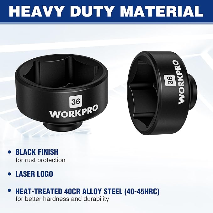 WORKPRO 24-38mm (6-Piece) Oil Filter Socket Wrench, Oil Filter Removal Tool, Oil Filter Change Set, Ideal for Some Ford F250, BMW, Mini, Volvo, Audi, VW, Porsche Vehicles