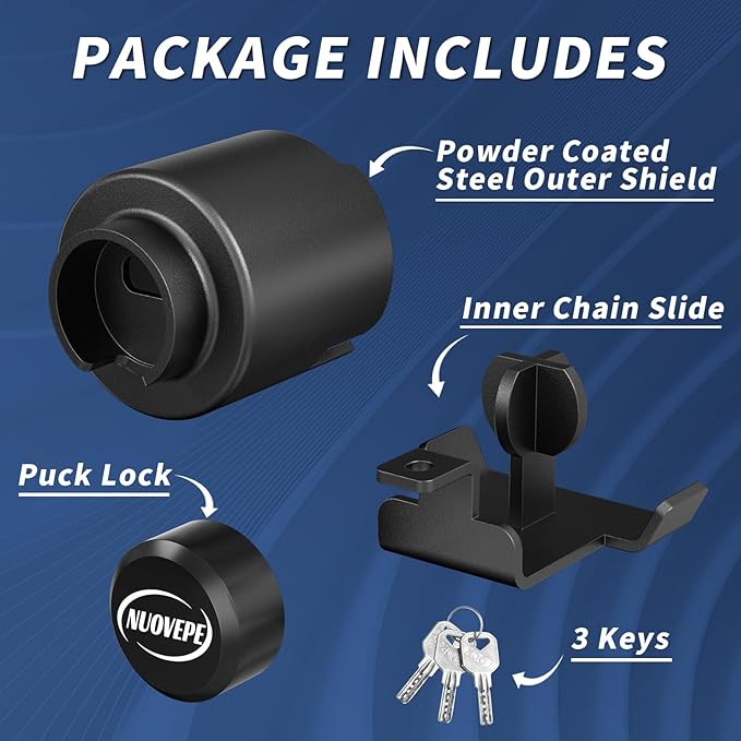 Trailer Lock Fits 2 5/16 Inch Couplers, Secures Safety Chains Anti-Theft Ball Hitch Lock, Pry-Resistant & Heavy-Duty Trailer Hitch Locks for RV | Cargo | Camper | Dump Trailer (Black)