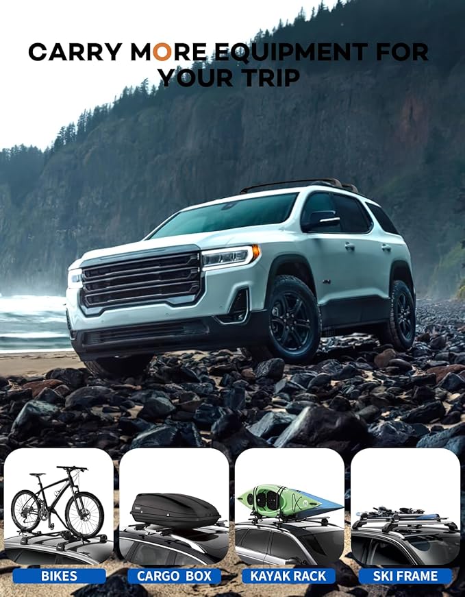 Roof Rack Cross Bars 220lbs Compatible with GMC Acadia 2017 2018 2019 2020 2021 2022 2023(with Raised Rails),Heavy Duty All-Metal Aluminum Crossbar Luggage Racks Roof Rails Rooftop