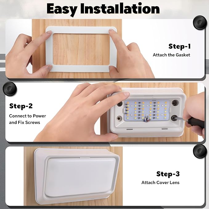 acegoo RV Porch Light LED Dual Color White/Amber Switchable 12V Exterior Utility Replacement Light for Trailer Camper Motorhome 5th Wheels, 480 Lumen & IP66 Waterproof (White)