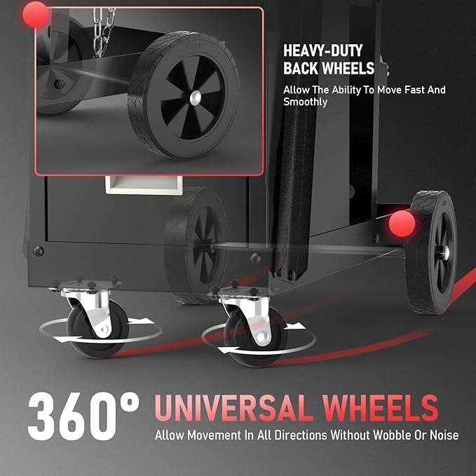 YESWELDER Welding Cart with 3 Drawers for MIG Welder TIG Welder and Plasma Cutter, Heavy Duty Large Storage 360° Rolling Welding Trolley