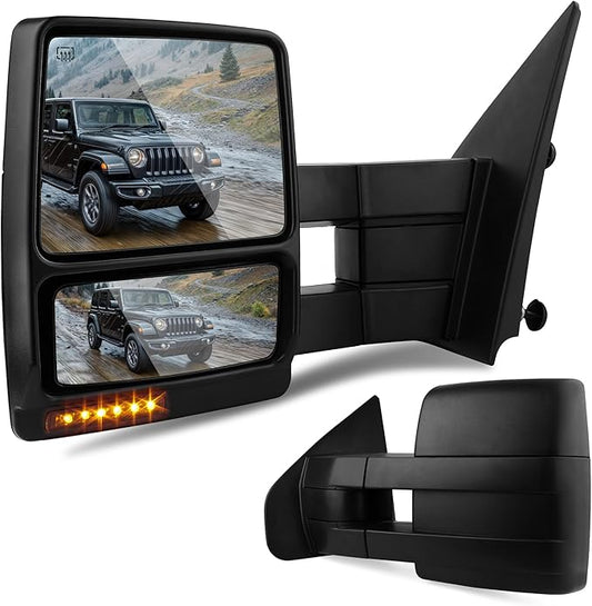 DWVO Towing Mirror fit 2004-2006 Ford F150 Series Pickup With Power Heated LED Turn Signal Puddle Light Tow Mirrors