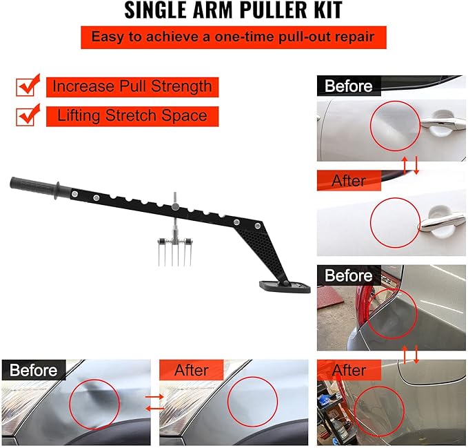 Car Dent Bar Puller Pull Lever Pulling Kit Removal Hammer Repair Auto Body Tool (Black)