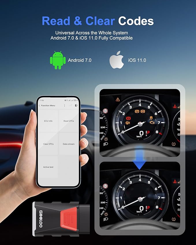 GOOLOO DEEPSCAN DS200 OBD2 Scanner Diagnostic Tool, Bluetooth Wireless All System Diagnostics for iOS & Android, Bi-Directional Control, 8+ Hot Reset, Code Reader, Live Data & Performance Test