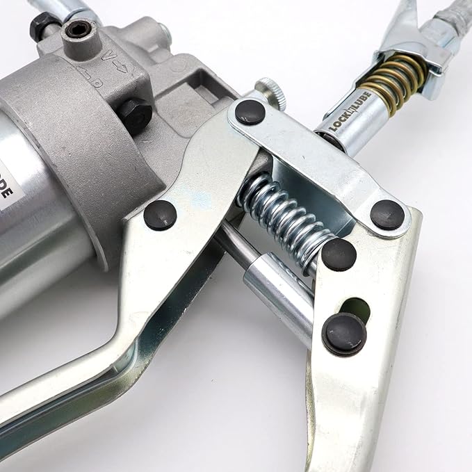 LockNLube Professional Dual-Mode Pistol Grip Grease Gun. Includes LockNLube® Grease Coupler, high-quality 20" hose and in-line hose swivel.