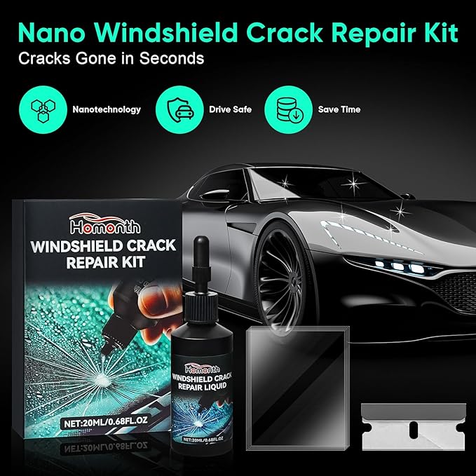 Windshield Chip Repair Kit - 2026 Upgrade Car Windshield Crack Repair Kit, Glass Repair Liquid for Cracks and Chips, Rock Chip Repair Kit for Fix Windows, Mirrors, Glasses, All Crack Types