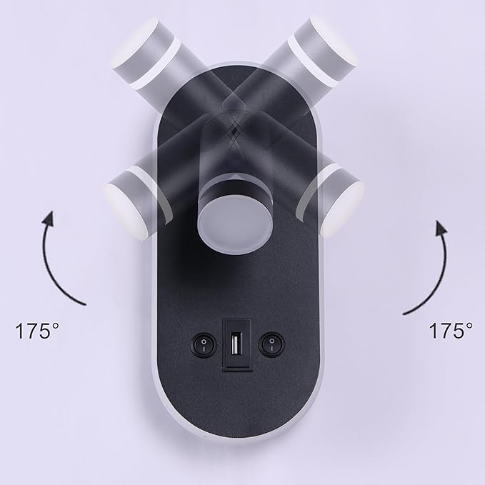 RV LED Wall Sconce Light Fixture with ON/Off Switch and USB Charging Port - 12V Bedside & Ceiling Light Fixture, 4000K Natural White Inrerior for Motorhome Marine Bedroom