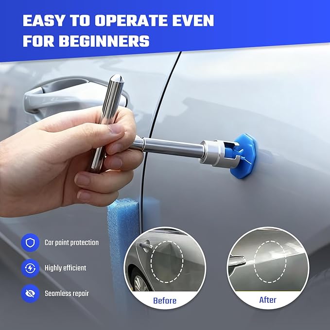 Car Dent Repair Removal Kit Small Paintless Auto Body Puller Remover Tool Tools,28Pcs Dent Pull Kits,Dent Remover Tool for Car Door Dents Hail Damage Refrigerator Dents (28Pcs-kit)
