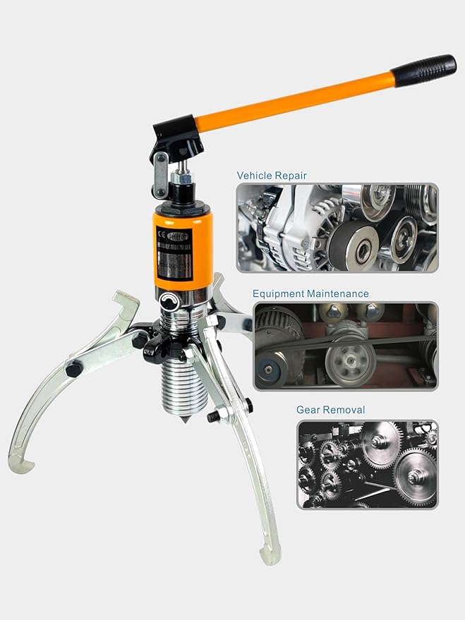 AMZCNC Hydraulic Gear Puller 15 Ton Max. Capacity Hydraulic Puller 2 or 3 Jaws Bearing Hub Separator,Hydraulic Puller Separator Tool for Pulling Hubs, Flanges, Gears, Bearings (15Ton 12" jaw)