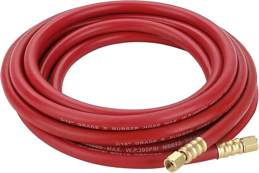 Hromee Air Acetylene Torch Hose 12-Feet X 3/16-Inch with 3/8"-24 LH Fittings