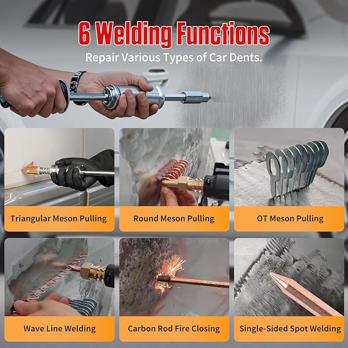 PLAYOCCAR Spot Welder Dent Puller Machine,110V 3500W Dent Remover Tool Car Body Repair Kit with Auto/Manual Welding & 6 Welding Modes.