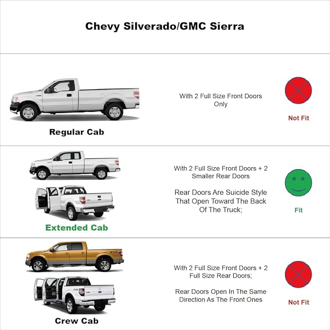 94044 Sunproof Waterproof Side Rain Guards, 4pcs Protective Replacements Wind Deflector Set, Window Visors fit for 1999-2006 Chevy Silverado & GMC Sierra 1500/2500/3500/2500HD Extended Cab