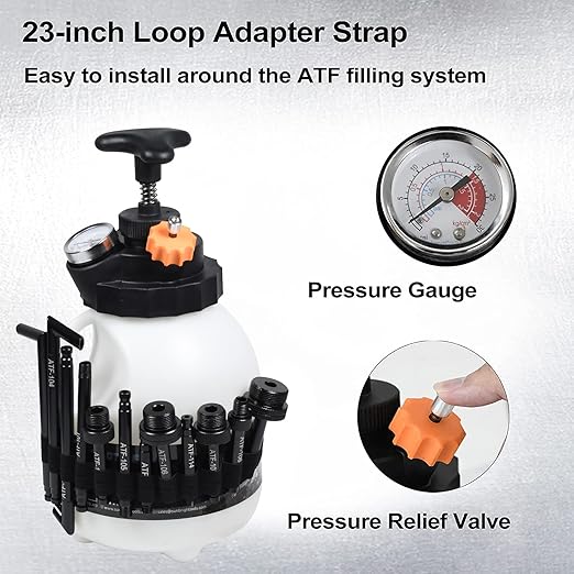 Automotive Transmission Fluid Pump ATF Filler System 3L Manual Fluid Transfer Pump with 12 Aluminum Alloy AdaptersTransmission Fluid Extractor