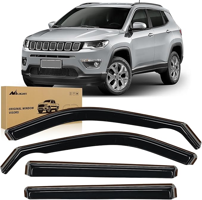 Nilight Vent Window Visors for Jeep Compass 2017 2018 2019 2020 2021 2022 2023 2024, in-Channel Rain Guards, Original Window Deflectors-4PCS