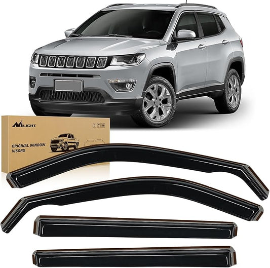 Nilight Vent Window Visors for Jeep Compass 2017 2018 2019 2020 2021 2022 2023 2024, in-Channel Rain Guards, Original Window Deflectors-4PCS