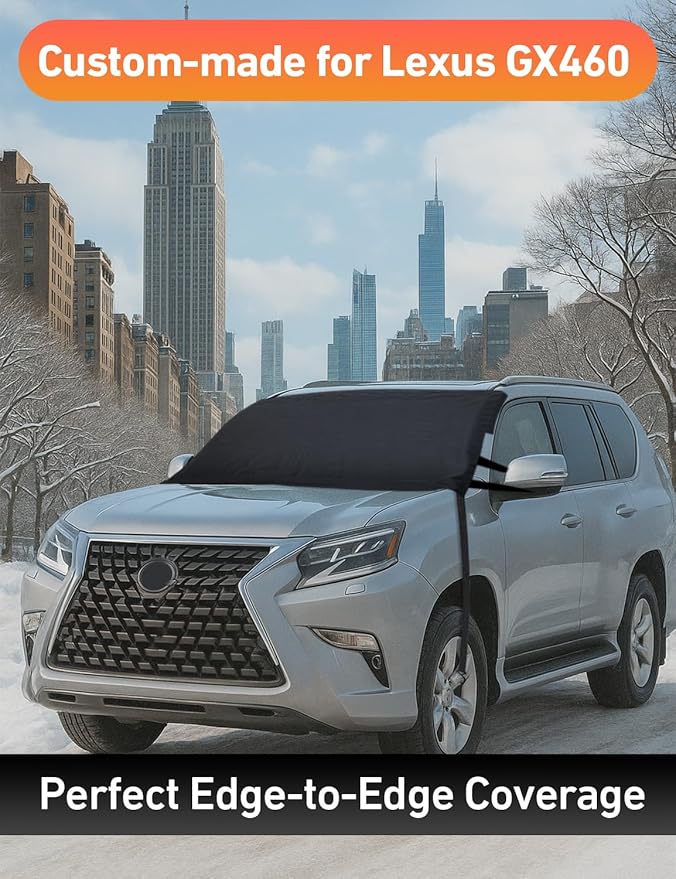 EcoNour Car Snow Cover Compatible for Lexus GX460 | Windshield Cover for Ice and Snow with S-Hook Straps | Heavy-Duty 600D Oxford Winter Car Cover, Waterproof & Anti-Slip