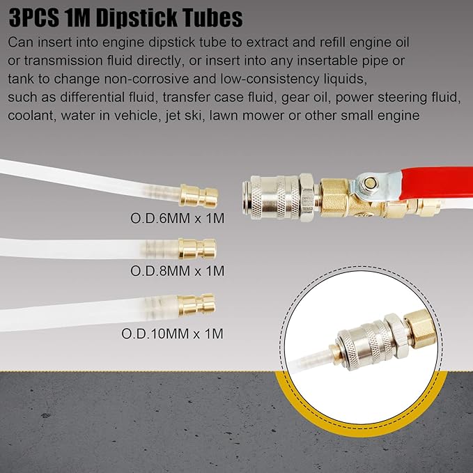 YSTOOL 10L Pneumatic Fluid Extractor Dispenser Set ATF Refill Tool Kit for Changing Oil in Engine Transmission Differential Transfer Case Gear Gearbox Power Steering Coolant with Pump, Blue Case