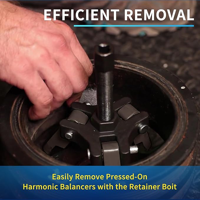 Harmonic Balancer Puller Remove Extractor Kit Set, Adjustable 3-Jaw Puller for Removing Harmonic Damper Pulley Compatible with Chevy GM Chrysler ect.