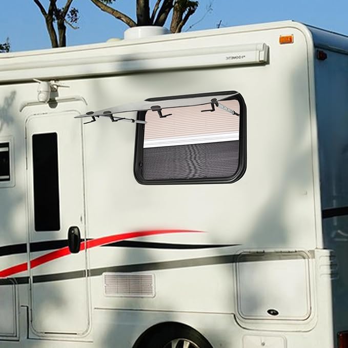 RV Push Out Window - 36" W x 22" H RV Exit Window Replacement, Aluminum RV Exit Window with Screen, RV Emergency Window for RVs Trailer Pickup Trucks