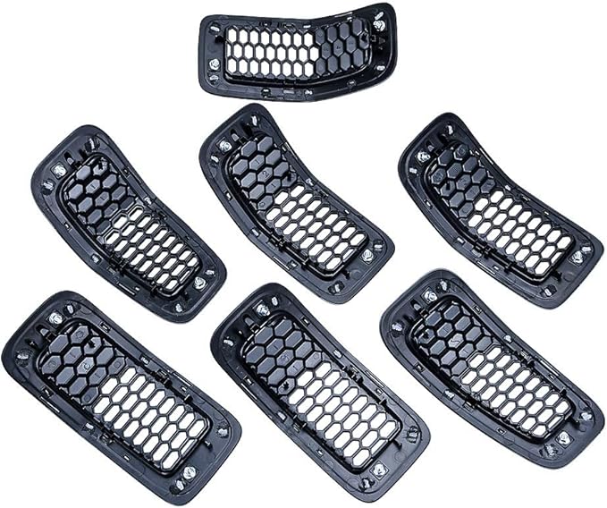 Astra Depot Compatible with 2014-2018 Jeep Cherokee Mesh Honeycomb Grille Grill Trim Insert Kit 7pcs Black