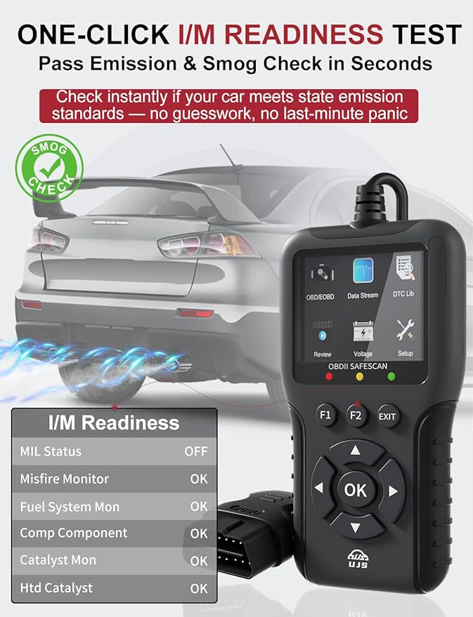 Enhanced Universal OBD2 Scanner, Check Engine Code Reader - 45000+ Fault Codes, Live Data, I/M Readiness, Battery Voltage Check, Read & Clear Error Codes for All OBDII Protocol Car 1996+