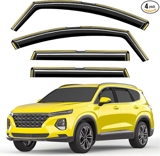 in-Channel Window Rain Guards Intended for Hyundai Santa Fe 5 Seats 2019-2023 (Not for XL 7 Seat) Window Deflectors Vent Visors Vent Shades Exterior Visors Rain Guards Accessories - 4 pcs