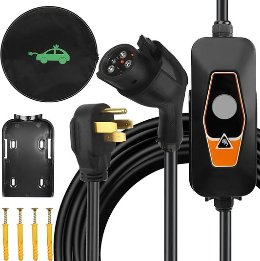Portable EV Charger Level 2, 48Amp 240V, Electric Vehicle Charger with 16.5FT Cable, NEMA 14-50 Plug, Compatible with SAE J1772 EVs, Scheduled Charging, Adjustable Current, Smart APP