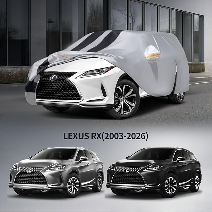 10 Layers Car Cover Custom Fit for Lexus RX/RX330/RX350/RX450H/RX500H 2003-2026 100% Waterproof All Weather Automobiles, Gift with Towel, Heavy Duty Covers for Rain Sun UV Protection with Door Zipper.