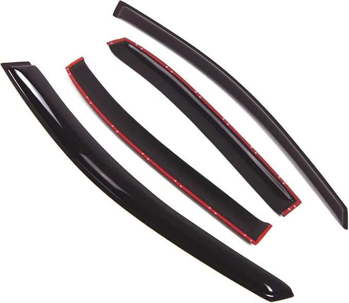 TuningPros Outside Mount Window Vent Visors Rain Guards Compatible with Hyundai Sonata 2006-2010 | Side Window Wind Deflectors Rain Shields | Smoke Tinted, 4 Pcs Set, DGWV-259