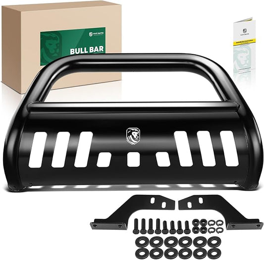 YHTAUTO 3" Bull Bar Push Bar with Skid Plate Light Mount Fit Nissan Models, Frontier 2022 2023 2024 2025, Alloy Steel Brush Guard for Truck Front Bumper Off Road Accessories