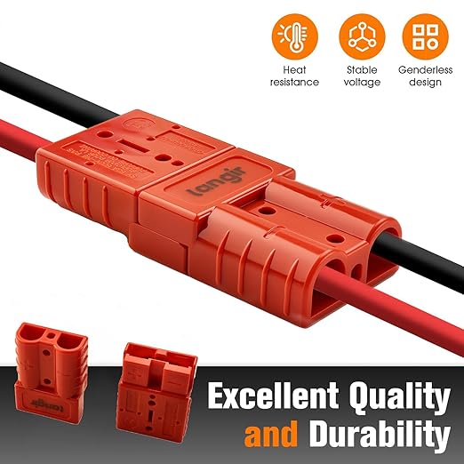2 Pack 50AMP Battery Quick Connect Disconnect Kit - 6 Gauge Wire Harness Plug Set for Winch, RV, Truck, Car, ATV, Motor - Heavy Duty Power Connector with Cables (Red)