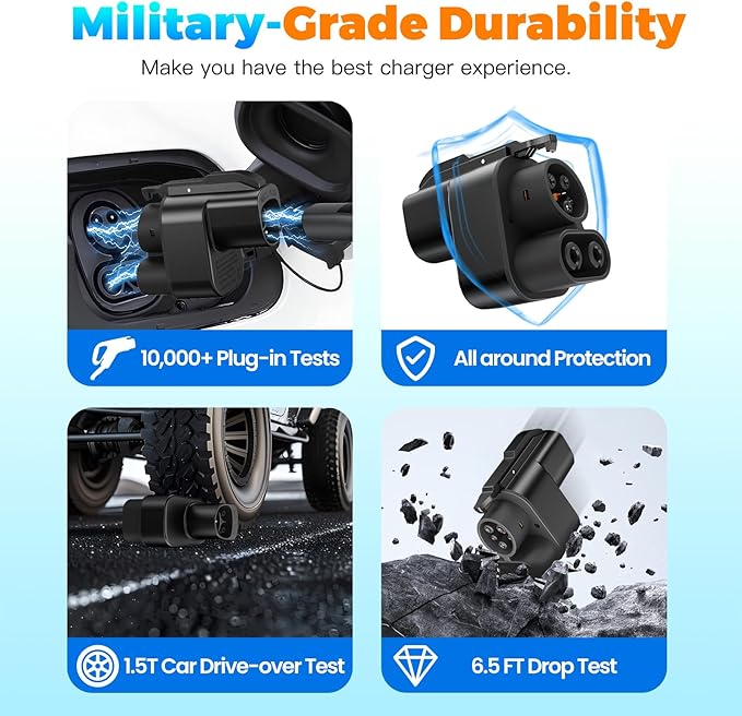 2025 Upgraded NACS to CCS1 Adapter - Fast Charge NACS to CCS Electric Vehicle Charging Adapter for Ford/Rivian/GM EVs at Tesla Superchargers [Max 500A/1000V]
