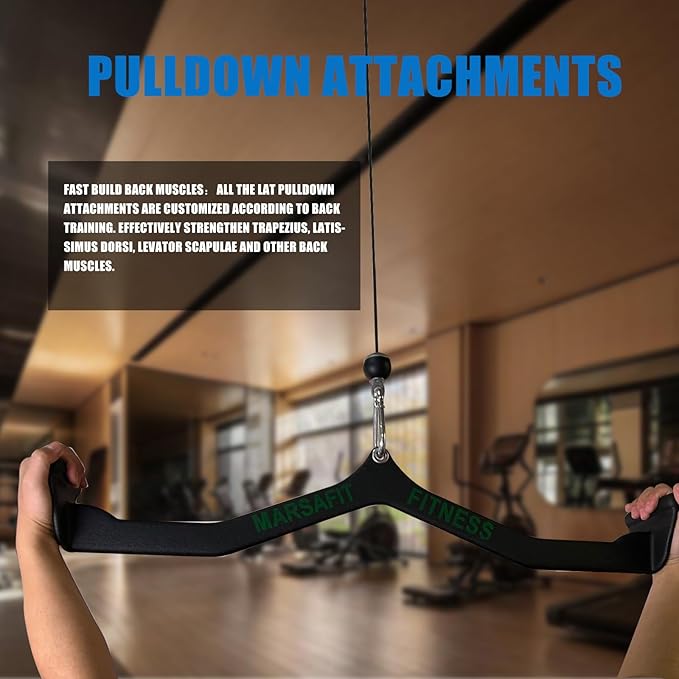 Ergonomic LAT Pull Down Bars, Back and Triceps Strength Training Equipment, LAT Pulldown Attachments, Cable Attachments for Home Gym