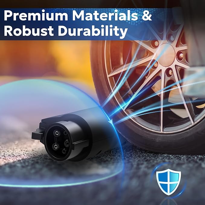 Adapter for Tesla to J1772 EV Charger [Only to J1772], Converter Up to 60Amp 250V AC with Press-Safety-Lock, Compatible with Tesla High-Powered Connectors, Destination/Mobile Chargers,Black