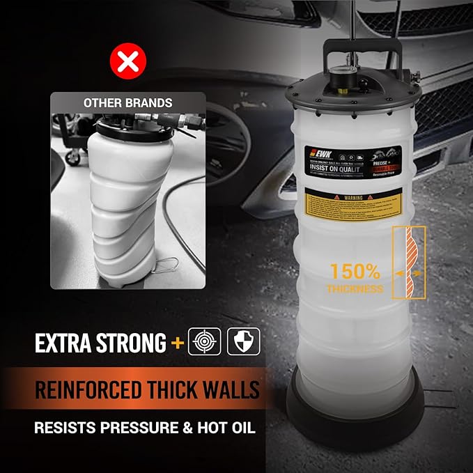 EWK 12L Heavy Duty Manual Oil Extractor/Dispenser Pump, Fluid Vacuum Evacuator with Reinforced Tank for Automotive Oil Change