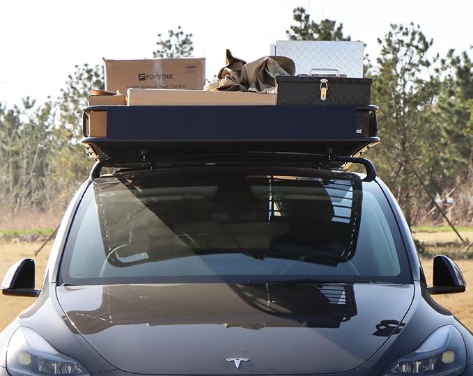 FORWODE 250LBS. 64" x 50" x 6" Roof Rack Carrier Basket with Cargo Net, Waterproof Bag, Strap, Universal Rooftop Cargo Luggage Rack Basket for Car, SUV, Truck