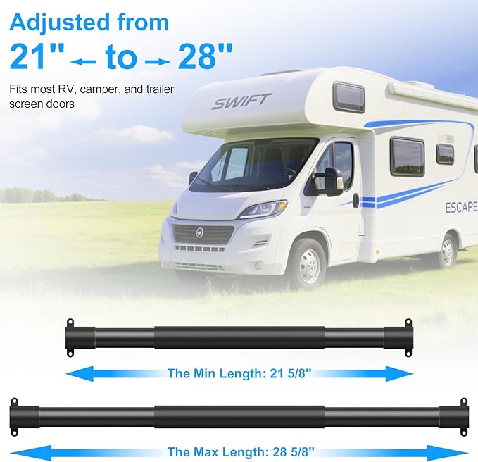 RV Screen Door Crossbar Handle Adjustable Anti-Slip Aluminum Grip Sturdy Safety Bar for Campers Travel Trailers Motorhomes
