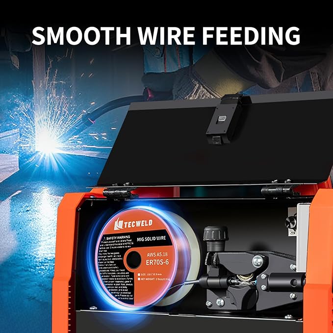 Solid MIG Welding Wire ER70S-6 0.35 Inch 2LB Spool - Low Spatter Carbon Steel Gas Shielded Wire with High Feedability ABS Spool for All Position Welding