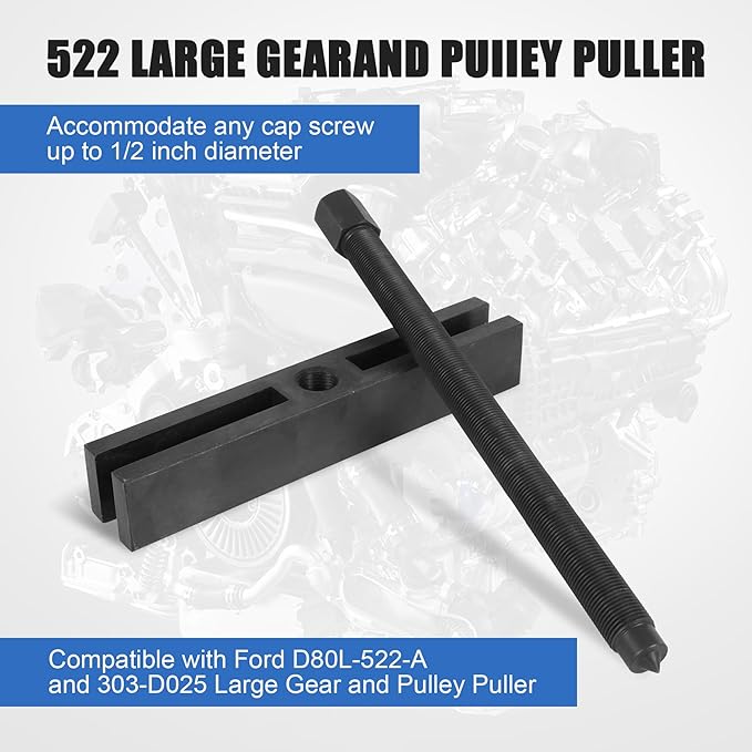 522 7393 8056 Puller and Protector Tools 522 Large Gear and Pulley Puller & 7393 Gear and Pulley Puller & 8056 Shaft Protector Set for Timing Gears, Fan Pulleys