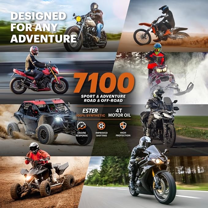 Motul 7100 4T 10W-40 Synthetic Motorcycle Engine Oil, Road & Off Road 1 Liter (104091)