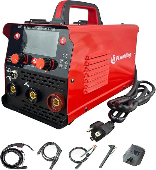 FLwelding 140A MlG Welder Flux Core.Dual Voltage110V/220V,MIG Welder Gasless Flux MlG/Lift TlG/Stick 3 in 1 Welding Machine synergic ControlIGBT Inverter Multiprocess Portable Wire Feed Welder.